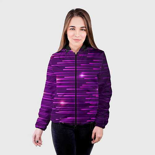Женская куртка Светящиеся неоновые лучи / 3D-Черный – фото 4