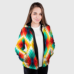 Куртка с капюшоном женская Этнический орнамент гео, цвет: 3D-черный — фото 2