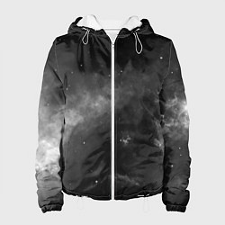Куртка с капюшоном женская Монохромный космос, цвет: 3D-белый