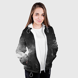Куртка с капюшоном женская Монохромный космос, цвет: 3D-белый — фото 2