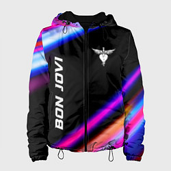 Куртка с капюшоном женская Bon Jovi neon rock lights, цвет: 3D-черный