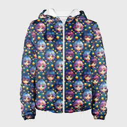 Куртка с капюшоном женская Аниме персонажи паттерн, цвет: 3D-белый