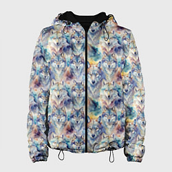 Куртка с капюшоном женская Волки паттерн, цвет: 3D-черный