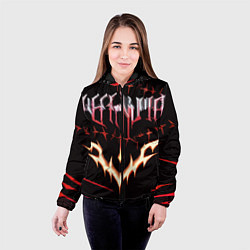 Куртка с капюшоном женская Агрессивные красные линии на чёрном фоне, цвет: 3D-черный — фото 2