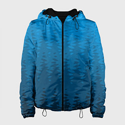 Куртка с капюшоном женская Синий абтрактный градиент, цвет: 3D-черный