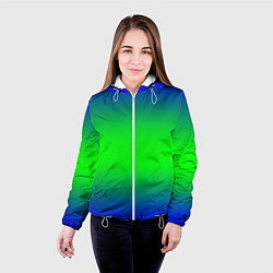 Куртка с капюшоном женская Зелёный градиент текстура, цвет: 3D-белый — фото 2