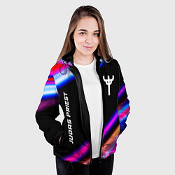 Куртка с капюшоном женская Judas Priest neon rock lights, цвет: 3D-черный — фото 2