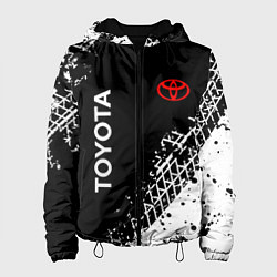 Куртка с капюшоном женская Тойота: следы от шин, цвет: 3D-черный