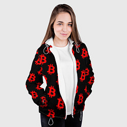 Куртка с капюшоном женская Bitcoin red logo money, цвет: 3D-белый — фото 2