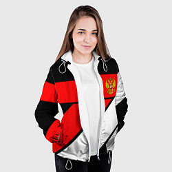 Куртка с капюшоном женская Россия герб спорт текстура, цвет: 3D-белый — фото 2