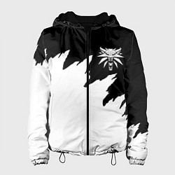 Куртка с капюшоном женская Ведьмак белое лого краски, цвет: 3D-черный