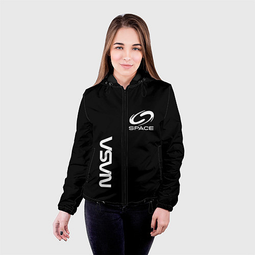 Женская куртка Nasa space logo white / 3D-Черный – фото 4