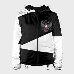 Куртка с капюшоном женская Герб РФ геометрия текстура, цвет: 3D-черный