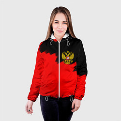Куртка с капюшоном женская Россия красные краски, цвет: 3D-белый — фото 2