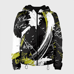 Куртка с капюшоном женская Надписи на стене, цвет: 3D-черный