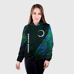 Куртка с капюшоном женская Demon Slayer glitch blue, цвет: 3D-черный — фото 2