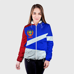 Куртка с капюшоном женская СССР геометрия спорт, цвет: 3D-белый — фото 2