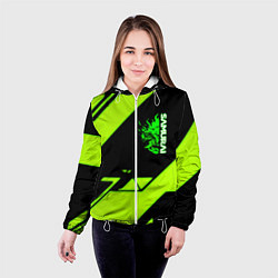 Куртка с капюшоном женская Киберпанк кислотная геометрия, цвет: 3D-белый — фото 2