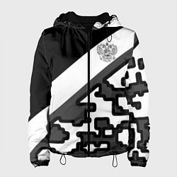 Куртка с капюшоном женская Россия камуфляж текстура, цвет: 3D-черный