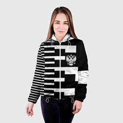 Куртка с капюшоном женская Россия геометрия, цвет: 3D-белый — фото 2