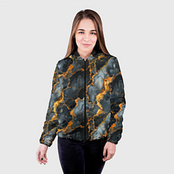 Куртка с капюшоном женская Черный мрамор с золотом, цвет: 3D-черный — фото 2