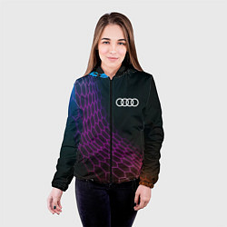 Куртка с капюшоном женская Audi neon hexagon, цвет: 3D-черный — фото 2