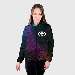 Куртка с капюшоном женская Toyota neon hexagon, цвет: 3D-черный — фото 2