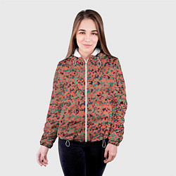 Куртка с капюшоном женская Розово-бирюзовый абстрактный, цвет: 3D-белый — фото 2