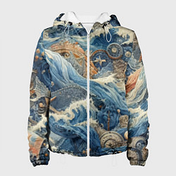 Куртка с капюшоном женская Абстрактная композиция - нейросеть, цвет: 3D-белый