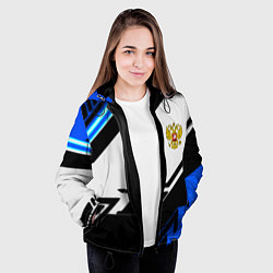 Куртка с капюшоном женская Россия геометрия текстура, цвет: 3D-черный — фото 2
