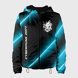 Куртка с капюшоном женская Cyberpunk 2077 неоновые лампы, цвет: 3D-черный