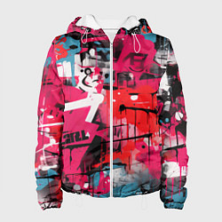 Куртка с капюшоном женская Красное граффити, цвет: 3D-белый