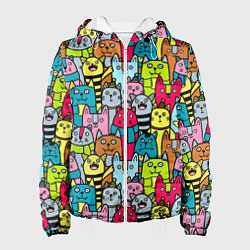 Куртка с капюшоном женская Мультяшные котята, цвет: 3D-белый