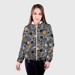 Куртка с капюшоном женская Котята на празднике хэллоуин, цвет: 3D-белый — фото 2