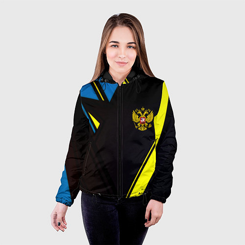 Женская куртка Имперская Россия спорт геомтерия / 3D-Черный – фото 4