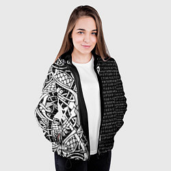 Куртка с капюшоном женская Защитный узор и руны, цвет: 3D-черный — фото 2