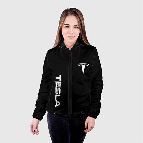 Женская куртка Tesla logo white / 3D-Черный – фото 4