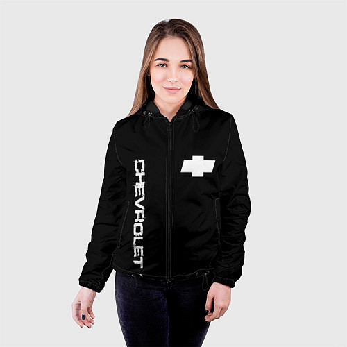 Женская куртка Chevrolet white logo auto / 3D-Черный – фото 4