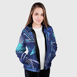 Куртка с капюшоном женская Яркий абстрактный узор для спорта, цвет: 3D-черный — фото 2