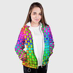 Куртка с капюшоном женская Переплетенные радужные ленты, цвет: 3D-белый — фото 2