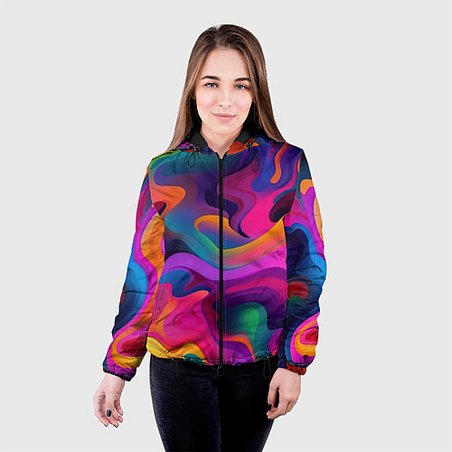 Женская куртка Неоновые формы / 3D-Черный – фото 4