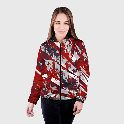 Женская куртка Яркий абстрактный узор для спорта / 3D-Черный – фото 4