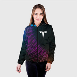Куртка с капюшоном женская Tesla neon hexagon, цвет: 3D-черный — фото 2