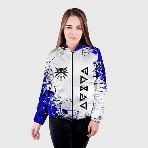 Женская куртка Ведьмак лого краски / 3D-Черный – фото 4