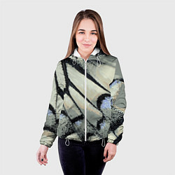 Куртка с капюшоном женская Абстракция - крыло бабочки, цвет: 3D-белый — фото 2