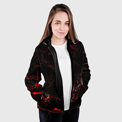 Куртка с капюшоном женская Потертая красная текстура, цвет: 3D-черный — фото 2