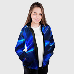 Куртка с капюшоном женская Синяя геометрическая абстракция, цвет: 3D-черный — фото 2