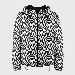 Женская куртка Черно-белый узор с абстрактными линиями