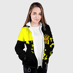 Куртка с капюшоном женская Россия имперский стиль пиксели, цвет: 3D-белый — фото 2