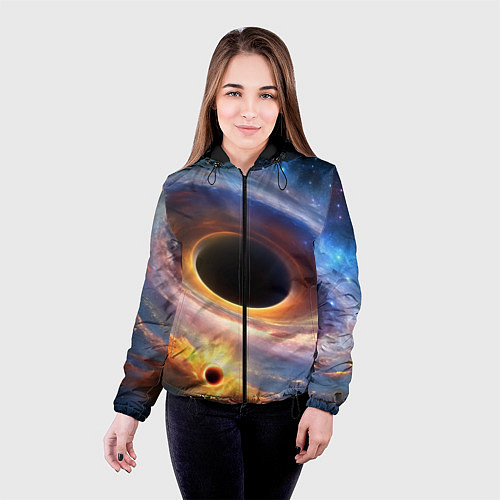 Женская куртка Чёрная дыра поглощает вселенную / 3D-Черный – фото 4